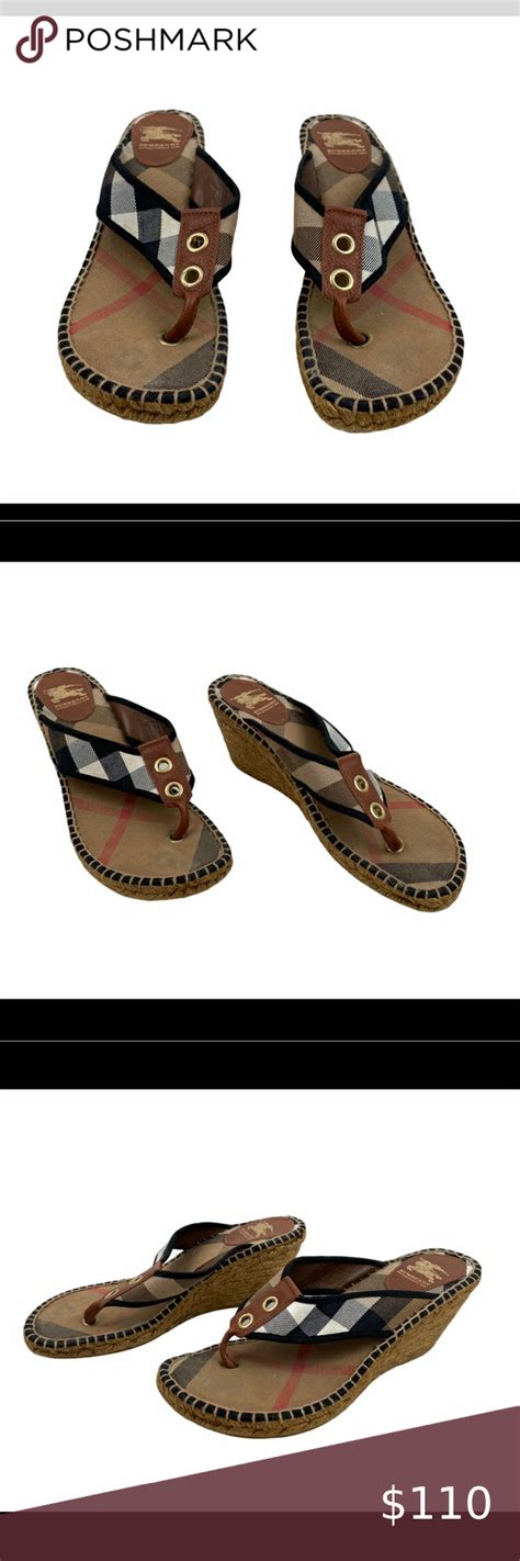 men burberry flip flops|burberry espadrille wedge sandals.